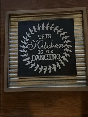 Kitchen Wall Sign "This Kitchen Is For Dancing" - Black & White